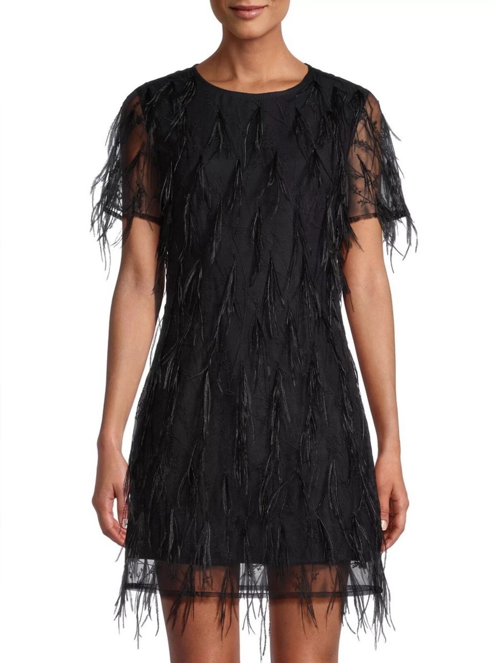 NWT Milly Rana Feather Mini Dress in Black, Size 8